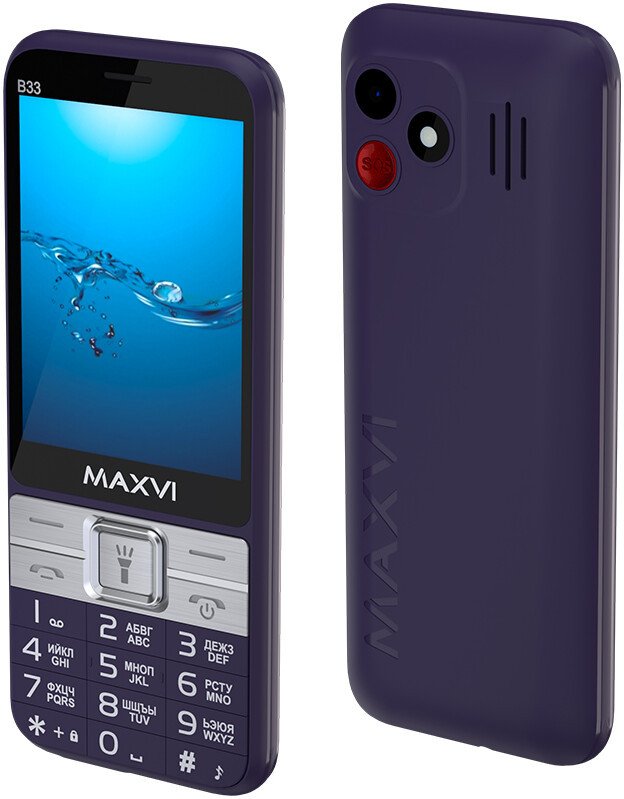 Кнопочный телефон Maxvi B33 (фиолетовый)