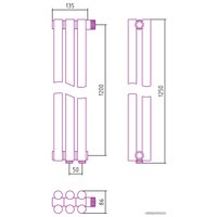 Стальной трубчатый радиатор Сунержа Эстет-11 EU50 1200х135 3 секции (белый)
