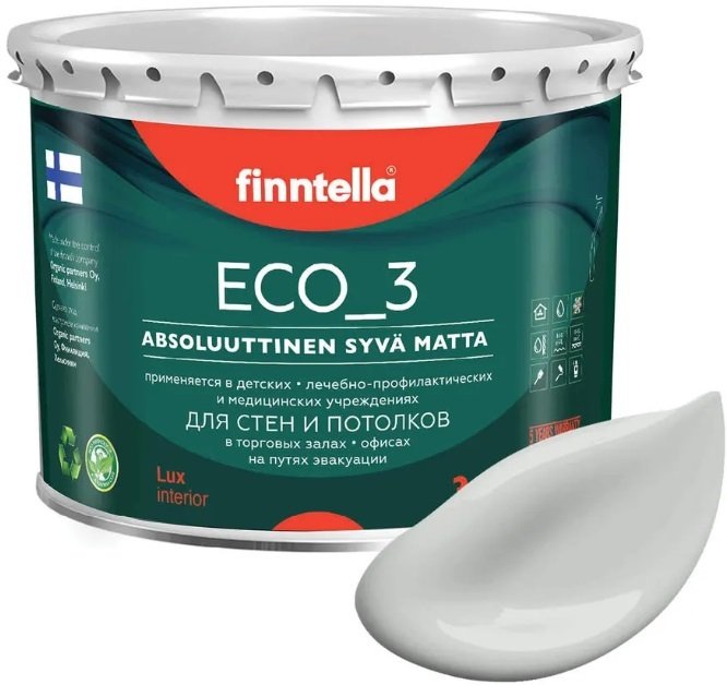 

Краска Finntella Eco 3 Wash and Clean Tuhka F-08-1-3-LG224 2.7 л (светло-серый)