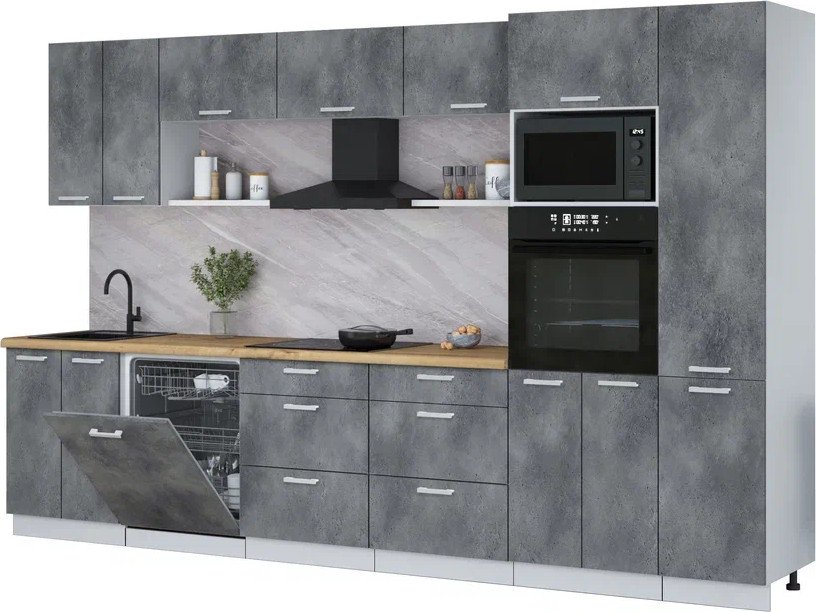 

Готовая кухня Интерлиния Мила Лайт 3.4-ПМ1 (бетон портленд/бетон портленд/дуб бунратти)