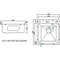 Кухонная мойка ARFEKA ECO AR 450*500 POP-UP BLACK PVD NANO DECOR