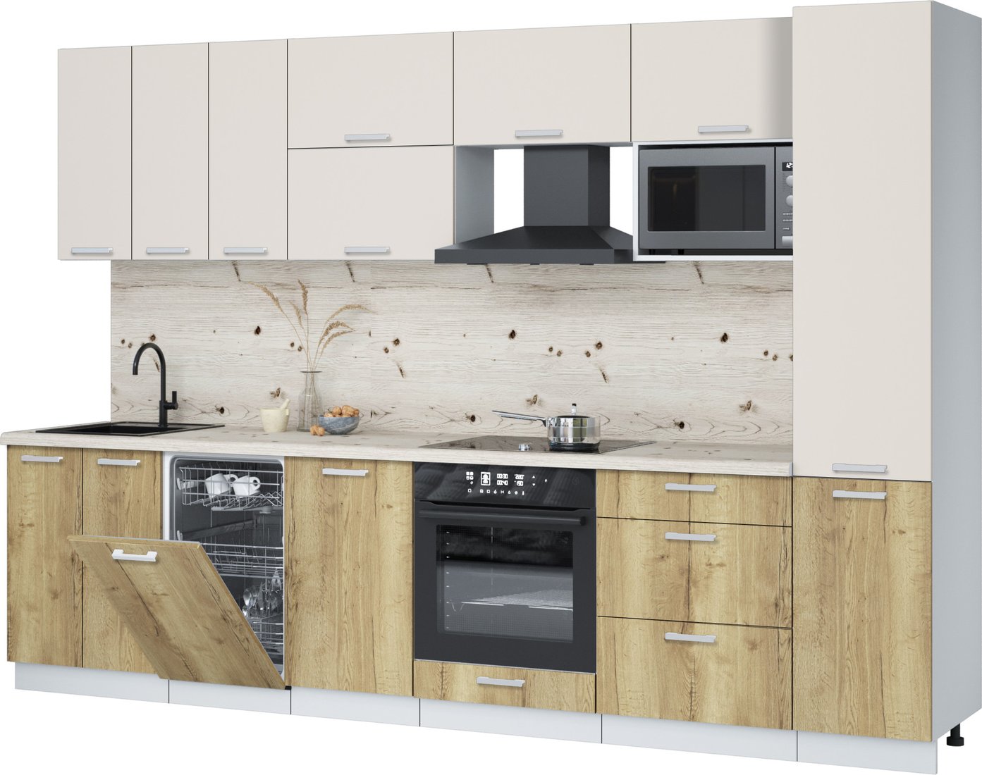 

Готовая кухня Интерлиния Мила Лайт 3.1-ПМ4 ( персидский жемчуг/дуб золотой/бискайская сосна)