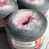 Пряжа для вязания Yarnart Flowers 293 250 г 1000 м (серый; белый; розовый)