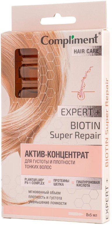 

Ампулы Compliment Expert+ Актив-Концентрат для густоты и плотности тонких волос 8x5 мл