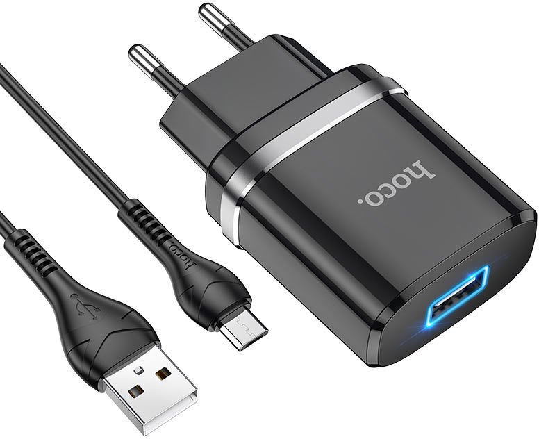Сетевое зарядное Hoco N1 microUSB (черный)