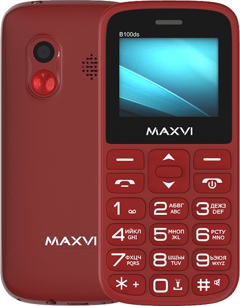 

Кнопочный телефон Maxvi B100ds (винный красный)