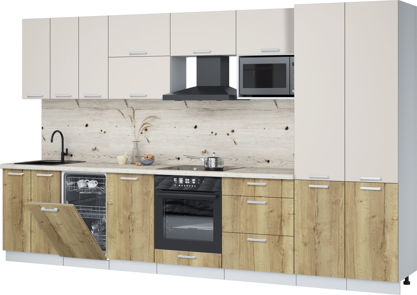 

Готовая кухня Интерлиния Мила Лайт 3.5-ПМ4 (персидский жемчуг/дуб золотой/бискайская сосна)