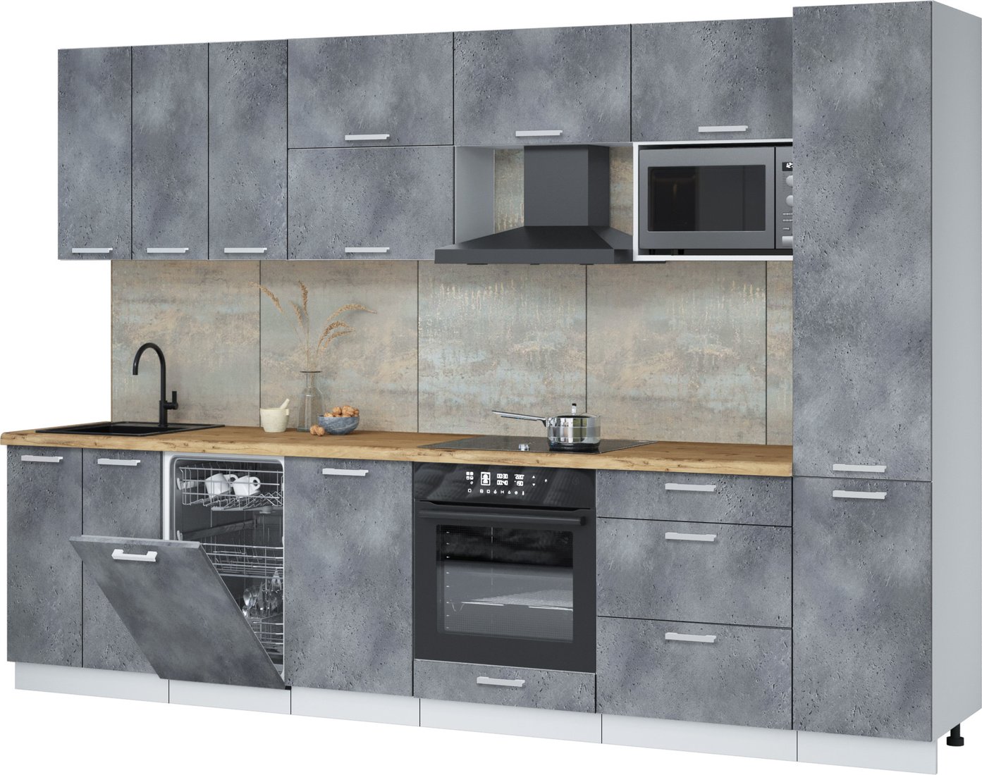 

Готовая кухня Интерлиния Мила Лайт 3.1-ПМ4 (бетон портленд/бетон портленд/дуб бунратти)