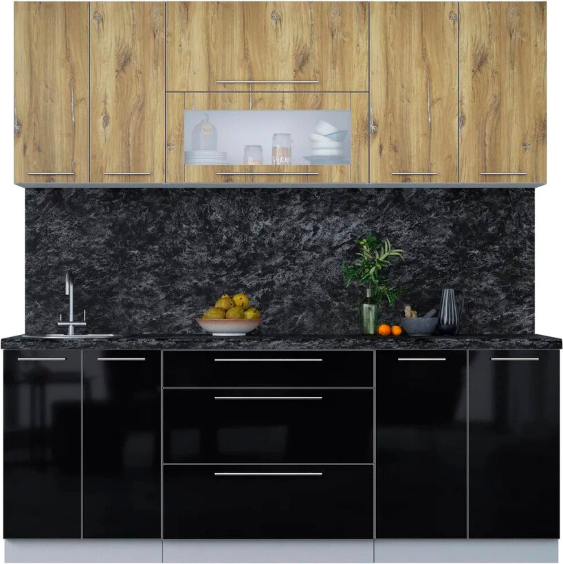 

Кухонный модуль Интерлиния Мила Пластик 2.1 В (дуб эпоксид/черный/кастилло темный)