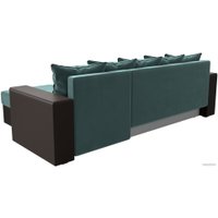 Угловой диван Лига диванов Дубай лайт правый 114157 (велюр бирюзовый/экокожа коричневый)