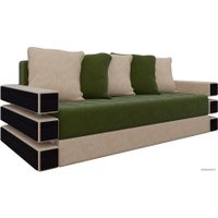 Диван Лига диванов Венеция 27965 (микровельвет, зеленый/бежевый)