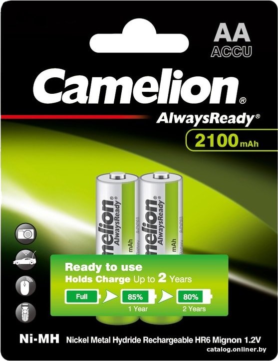 Аккумулятор Camelion AlwaysReady AA 2100mAh 2 шт NH-AA2100ARBP2