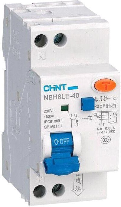 

Дифференциальный автомат Chint NBH8LE-40 1P+N 25A 30mA С 4.5kA (R)