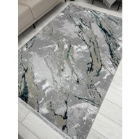 Ковер для жилой комнаты Radjab Carpet Афина Прямоугольник 9012A 12860RK (1.2x1.8, Grey/D.Green)