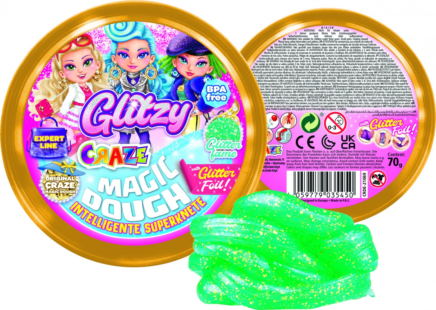 

Тесто для лепки Craze Magic Dough Попрыгунчик Блеск Популярность 35450.E (темно-зеленый)