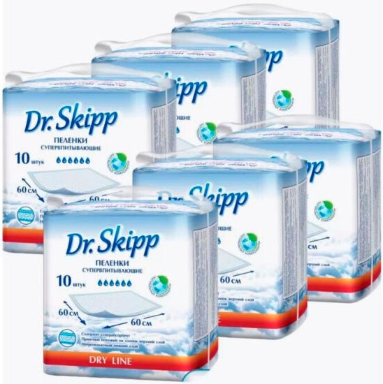 Пеленки Dr.Skipp Dry Line 60x60 (6x 10 шт)