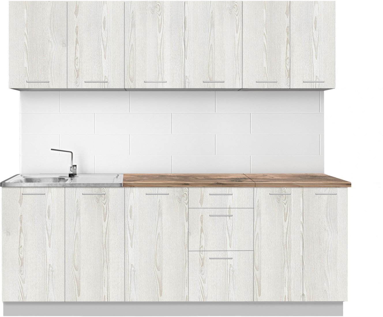 

Готовая кухня Артём-Мебель Оля СН-114 без стекла ДСП 2.2м (сосна лофт белая)