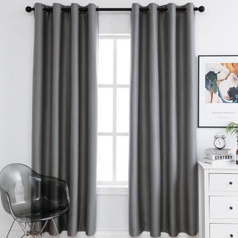 Комплект штор ИП Романович Е.Ю. Лигурия на люверсах 1.4x2.5м (графит, 2 шт)