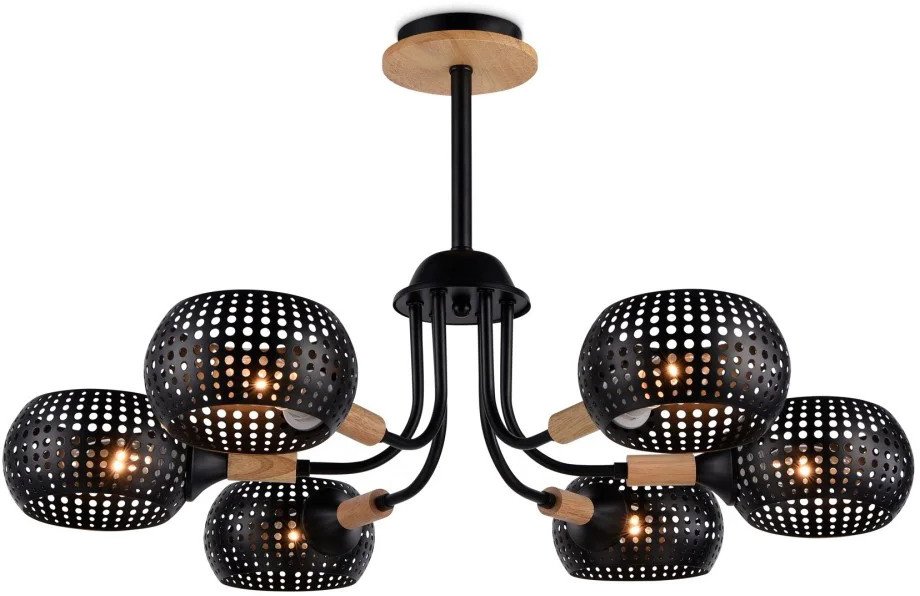

Люстра средней высоты Ambrella light Traditional TR80167/6 BK/LWD (черный/светлое дерево)