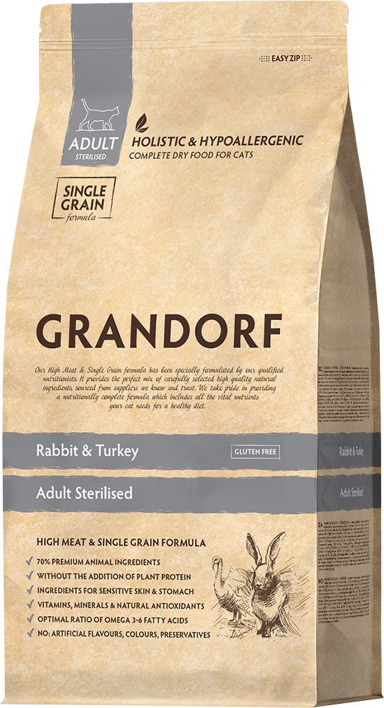 

Сухой корм для кошек Grandorf Rabbit&Turkey Adult Sterilised (для стерилизованных с кроликом и индейкой) 8 кг