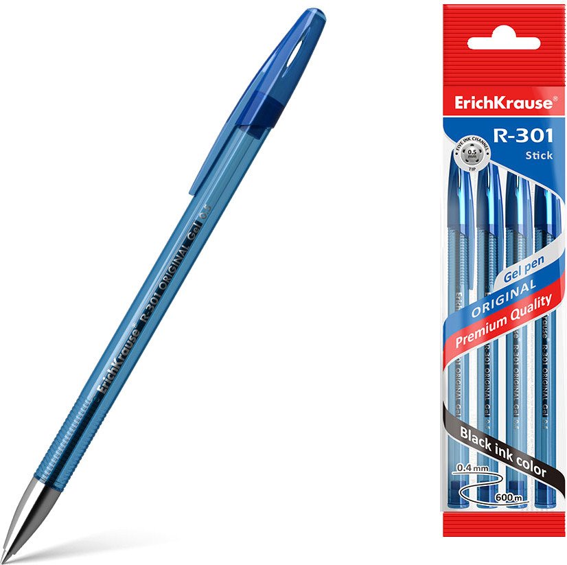 

Набор гелевых ручек Erich Krause R-301 Original Gel Stick синий 46789 (4 шт)