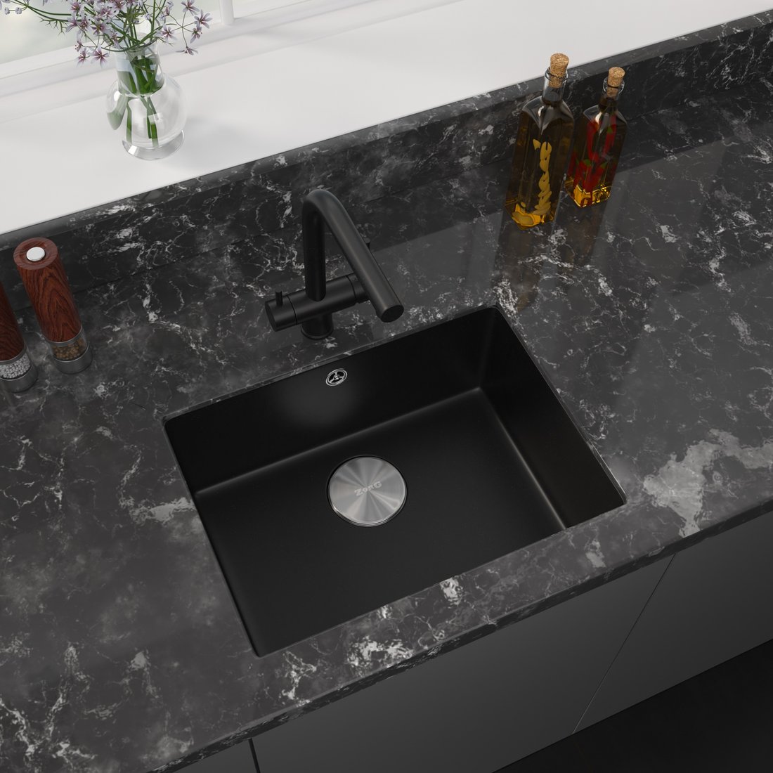 

Кухонная мойка ZorG Fast 54 Premium black metallic