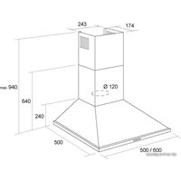 Кухонная вытяжка Pyramida KH 50 Ivory