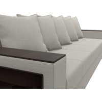 Диван Лига диванов Дубай Лайт полки слева 132280L (рогожка Амур 02 бежевый)