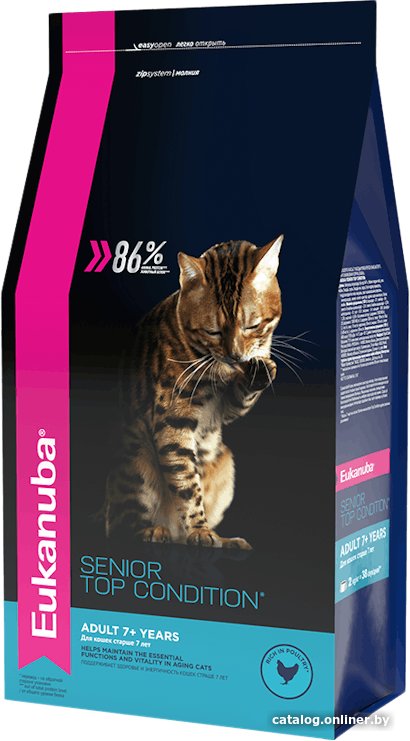 Сухой корм для кошек Eukanuba Adult Senior Top Condition с курицей (для поддержания здоровья и энергичности в возрасте +7 лет) 400 г