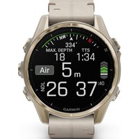 Умные часы Garmin Fenix 8 Sapphire 43мм (золотистый, серый кожаный ремешок)