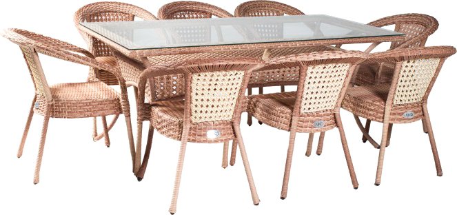 

Обеденная группа Aiko Rattan Deco 8 (капучино)