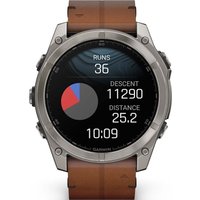 Умные часы Garmin Fenix 8 Sapphire 51мм (титановый, каштановый кожаный ремешок)