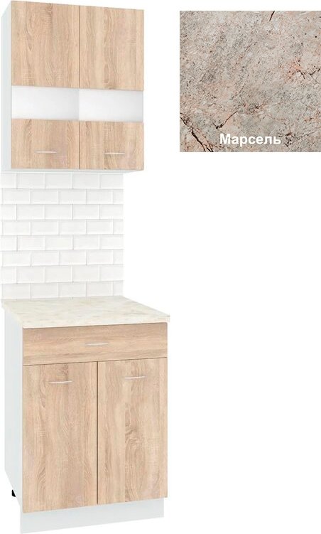 

Готовая кухня Кортекс-мебель Корнелия Экстра 60р1ш2д (дуб сонома/марсель)