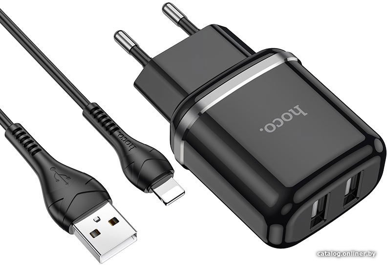 Сетевое зарядное Hoco N4 Lightning (черный)