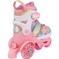 Роликовые коньки Cosmoride Fei + набор защиты (р-р 31-34, белый/розовый)