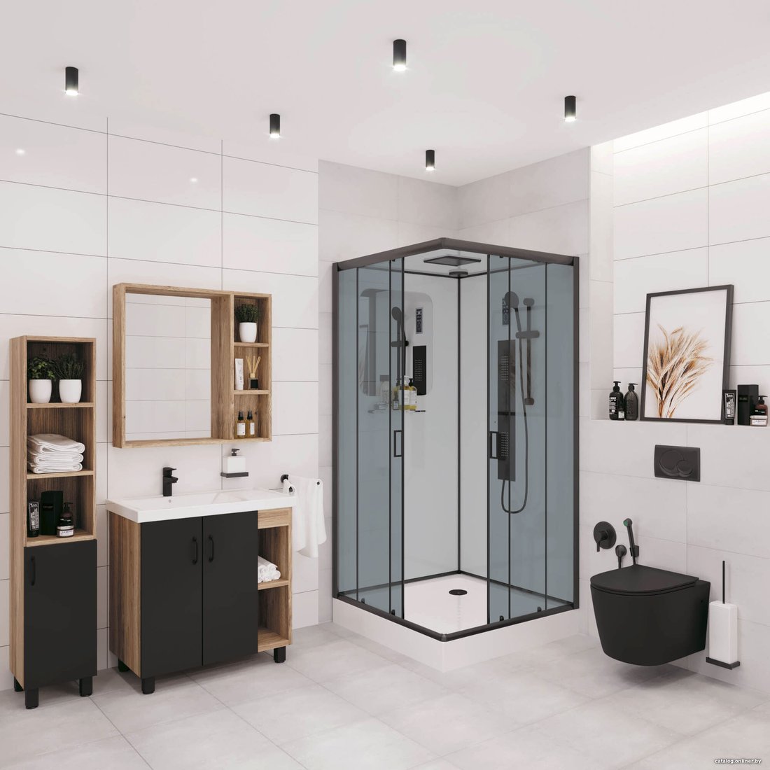 Душевая кабина Niagara NG-6901-01GQ Black 90x90x210 (прозрачное стекло)