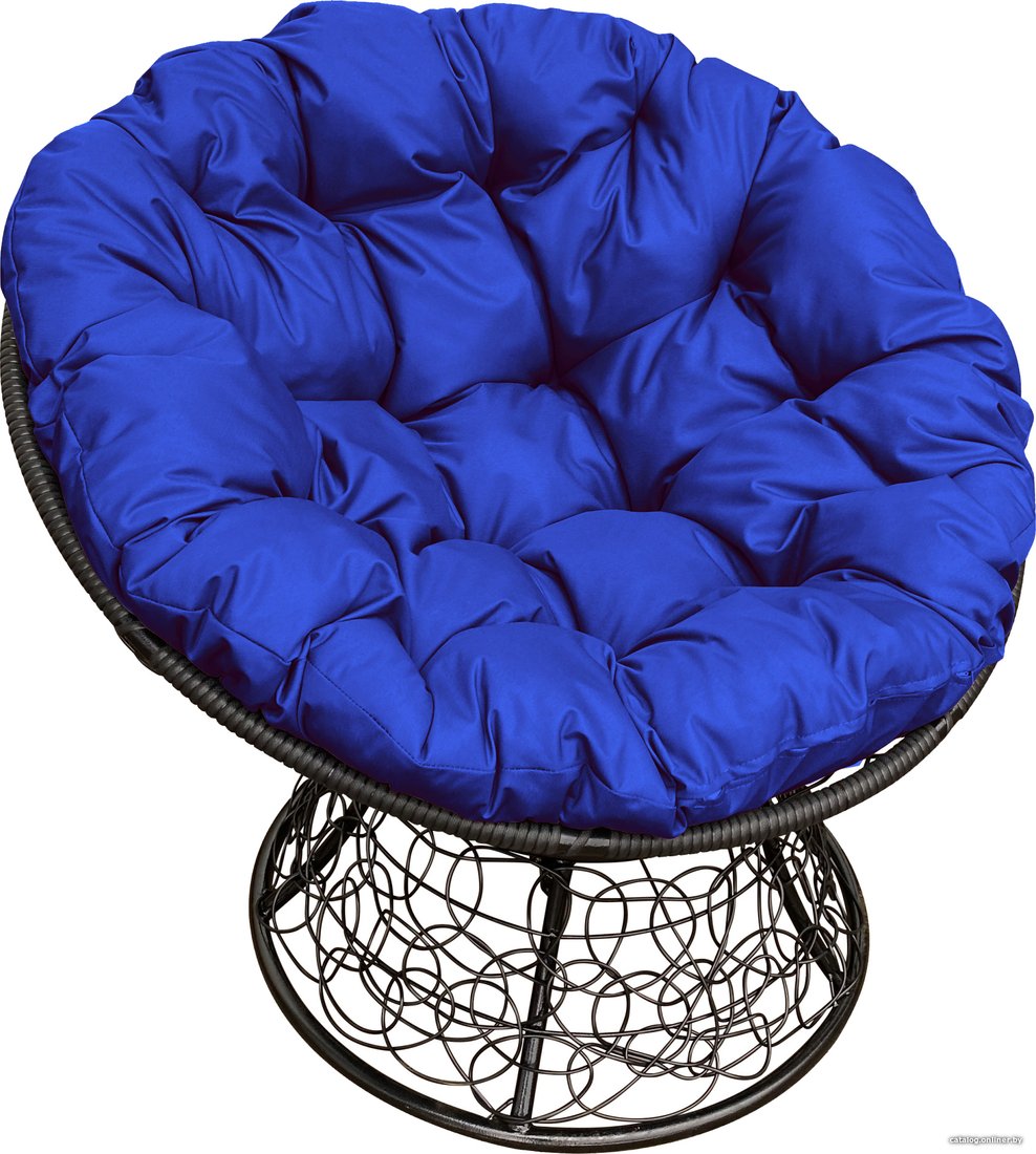 Садовое кресло M-Group Папасан 12020410 (черный ротанг/синяя подушка)