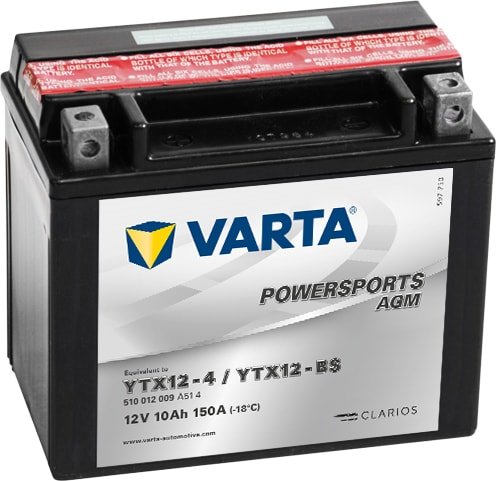 

Мотоциклетный аккумулятор Varta Powersport AGM YTX12-BS 510 012 009 (10 А·ч)