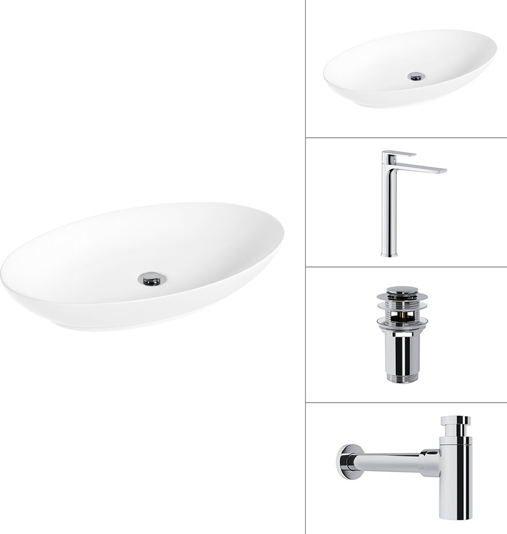 Умывальник Lauter 21571 + Reef 21CK8678C + сифон 21635CH + дон.клапан 21190CH (хром)