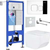 Унитаз подвесной Roxen Boro One Rimless 6 в 1 StounFix Dual Fresh 552158 (кнопка: хром)