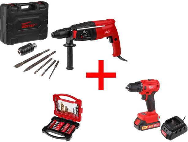 

Wortex RH282901129A4 (перфоратор, шуруповерт, кейс, оснастка)