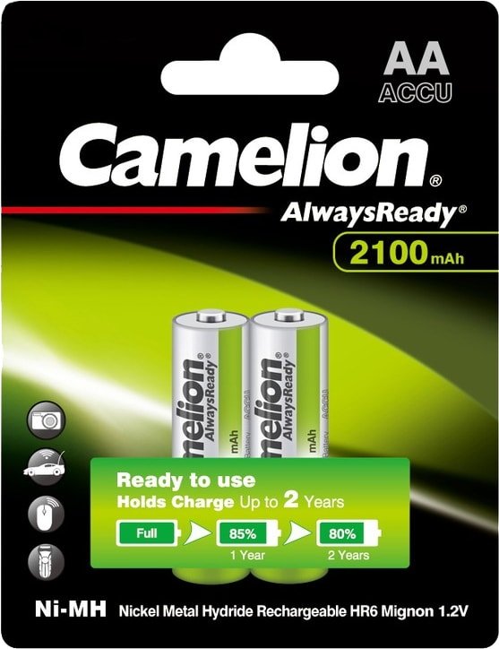 

Аккумулятор Camelion AlwaysReady AA 2100mAh 2 шт NH-AA2100ARBP2