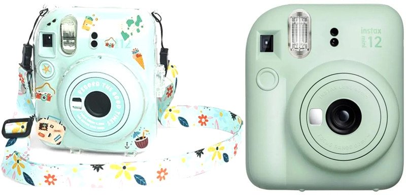 

Фотоаппарат Fujifilm Instax Mini 12 (мятный) + зеленый чехол Sundays с ремнем