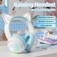 Наушники Onikuma GT838 Cat Ear (белый/голубой)