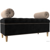 Банкетка Лига диванов Глория 113667 (велюр черный/бежевый/бежевый)