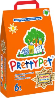 

Наполнитель для туалета PrettyPet с морковными чипсами для грызунов и птиц (6 л)