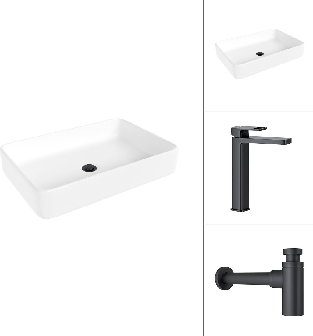 

Умывальник Lauter 21842 + Cascade 21СК0655BS с сифоном 21635B (черный матовый)