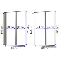 Стеклянная шторка для ванны Rea Agat-2 80