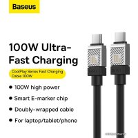 Кабель Baseus CoolPlay Series USB Type-C - USB Type-C (2 м, черный)