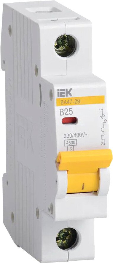 

Выключатель автоматический IEK ВА47-29 1Р 25А 4.5кА В MVA20-1-025-B